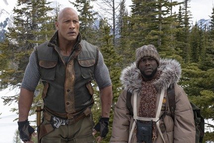 Dwayne Johnson as Eddie and Kevin Hart as Mouse Finbar in scene from 