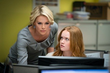 Charlize Theron as Megyn Kelly and Liv Hewson as Lily in a scene from 